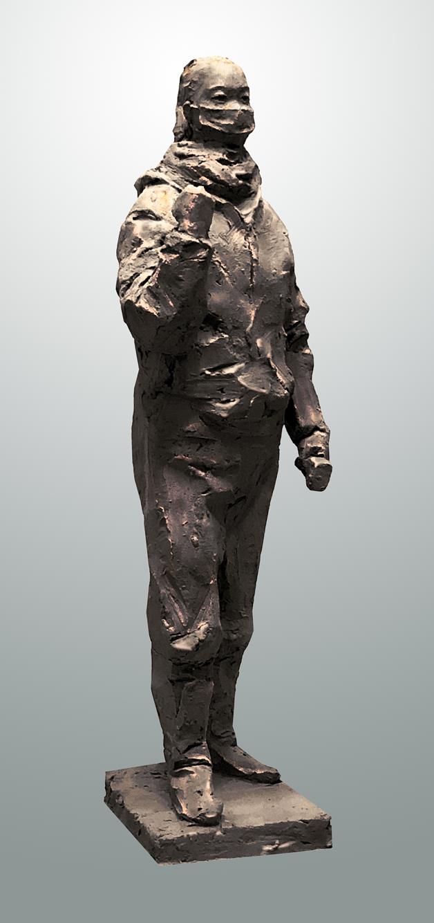 陈健 《武汉加油——志愿者华雨辰像》 雕塑 2020年